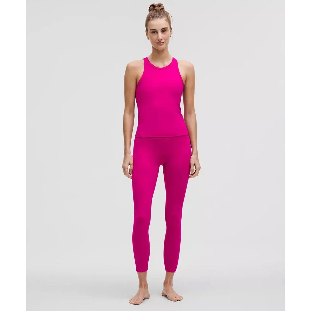2PC-Lululemon All It Takes Nulu Long Sleeve Shirt + Yoga Top Ripened Raspberry 4